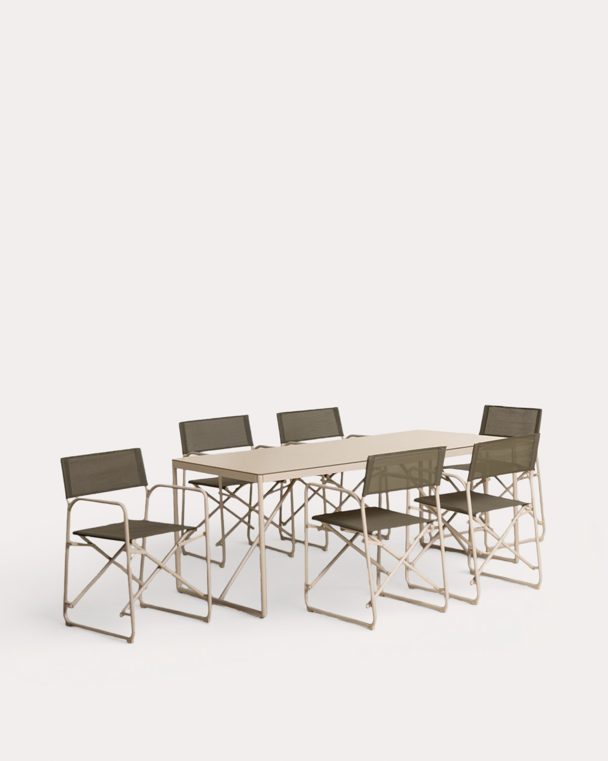Set Tavolo Rettangolare (185x85 cm) e 6 Sedie da Esterno in Metallo e Tessuto Bowye, immagine della galleria 1