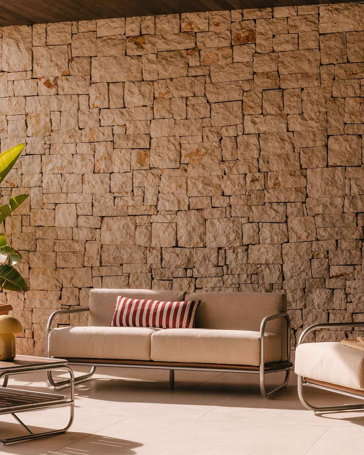 Divano da Giardino a 2 Posti in Metallo e Tessuto Ahrus, immagine della galleria 2