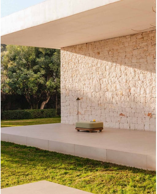 Modulo Pouf da Giardino in Legno di Acacia e Tessuto per Divano Modulare Redik