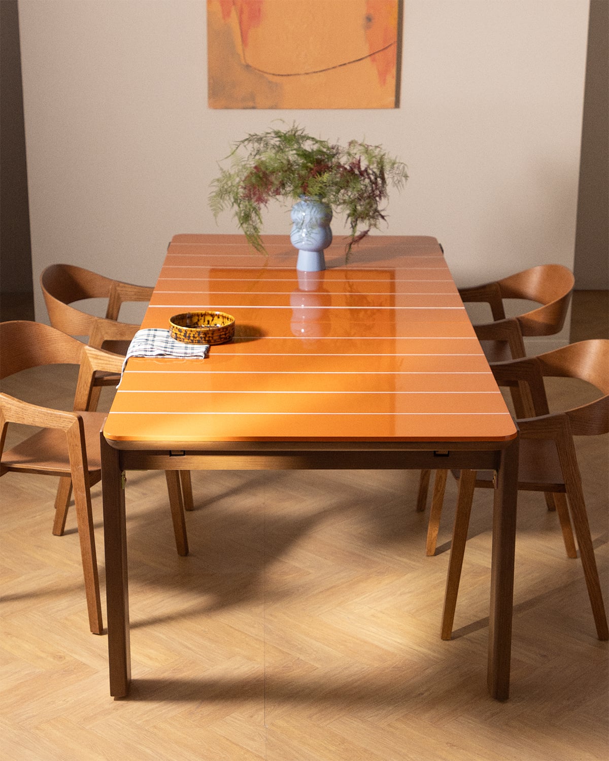 Tavolo da Pranzo Rettangolare Allungabile in Cemento con Effetto Piastrelle e Legno di Acacia (225-330x100 cm) Ubel, immagine della galleria 2