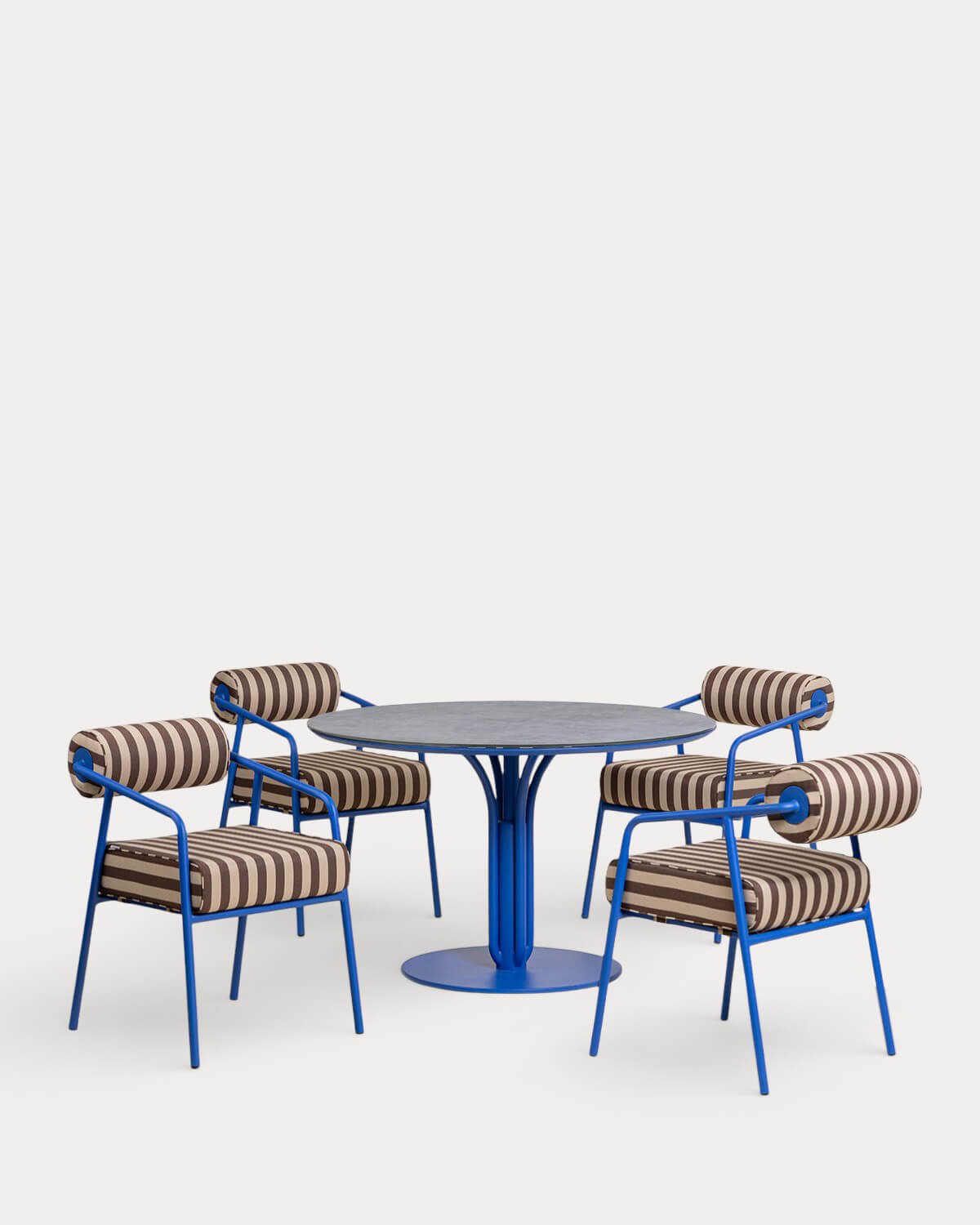 Set Tavolo Rotondo (Ø120 cm) Llibet e 4 Poltrone in Metallo Mitha per Uso Esterno, immagine della galleria 1