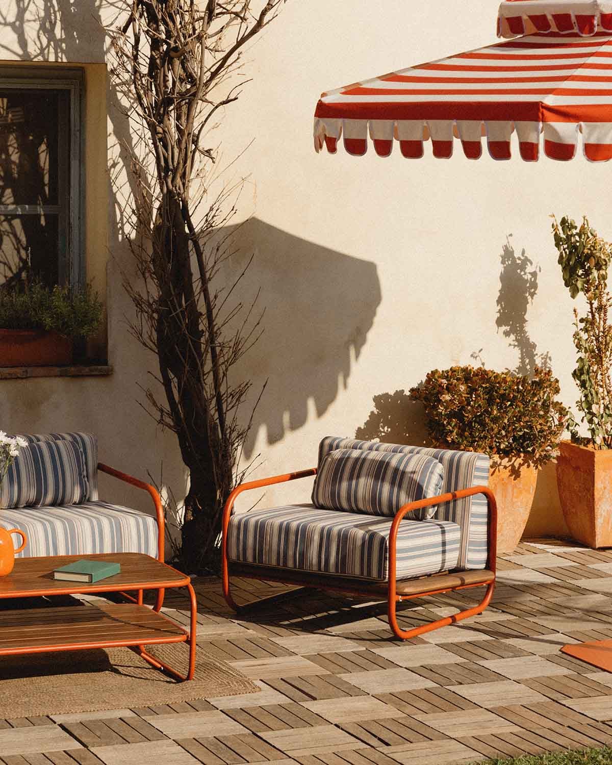 Pack 2 Poltrone da Giardino in Metallo e Tessuto Ahrus, immagine della galleria 2