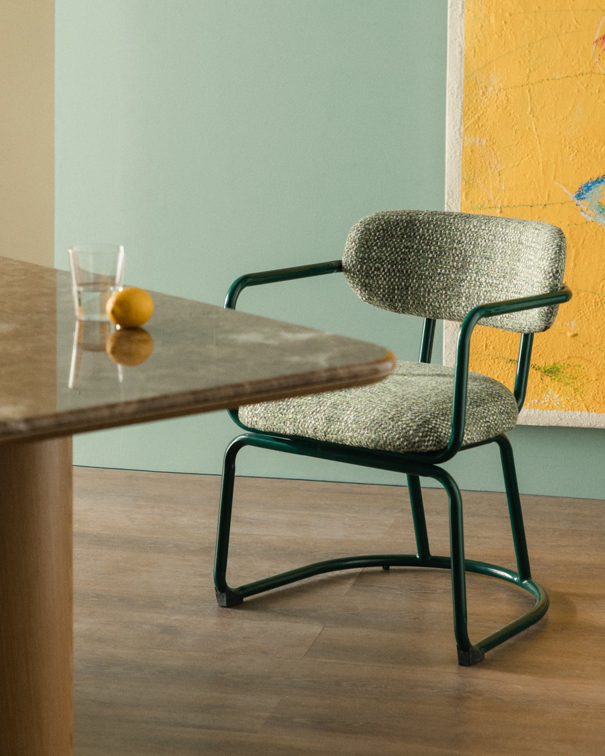 Set di 2 sedie da pranzo in metallo e tessuto Yeray, immagine della galleria 2