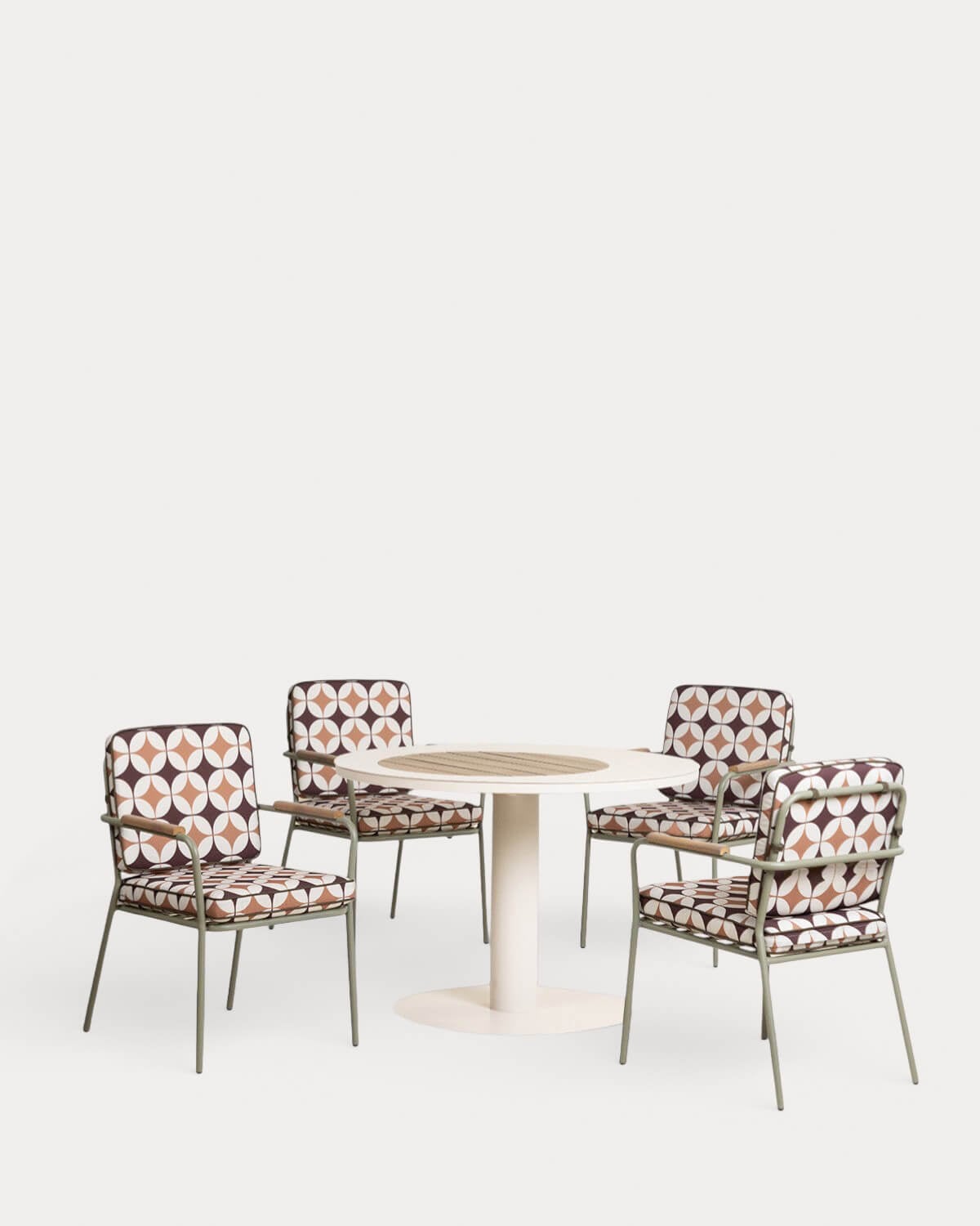 Set Tavolo Rotondo (Ø110 cm) Lirae e 4 Poltrone da Esterno in Metallo Edimbra, immagine della galleria 1