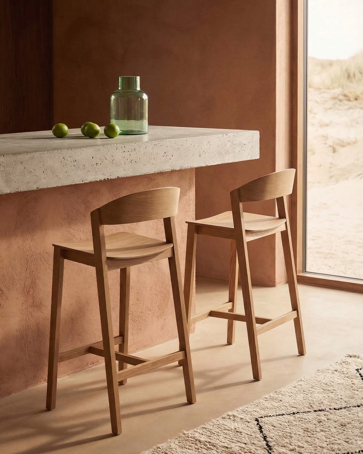 Pack 2 Sgabelli Alti in Legno di Quercia (65 cm) Laly, immagine della galleria 2