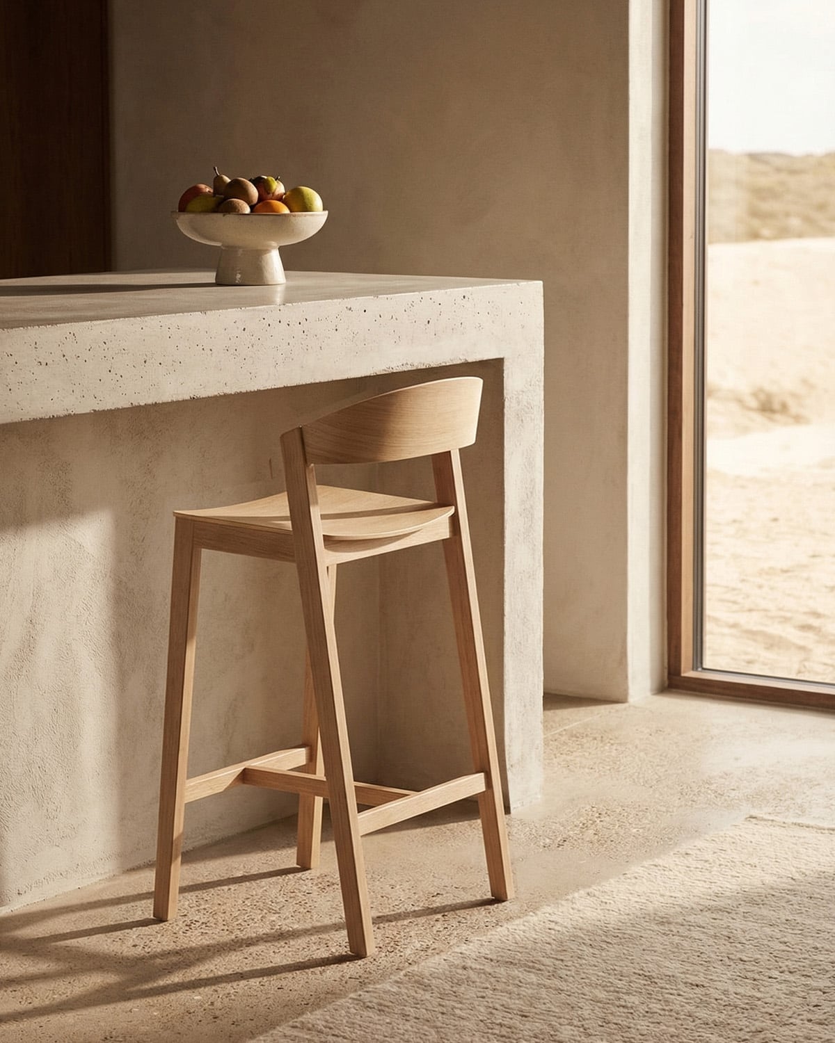 Pack 4 Sgabelli Alti in Legno di Quercia (65 cm) Laly, immagine della galleria 2