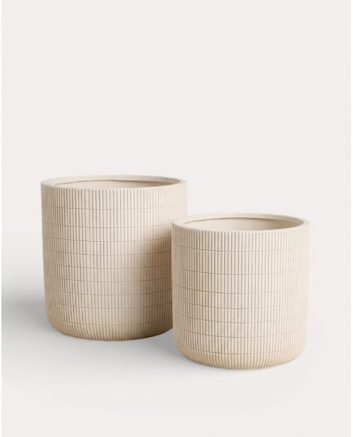 Set di 2 Vasi per a Basso Contenuto di Cemento Potos - Bianco Alabaster