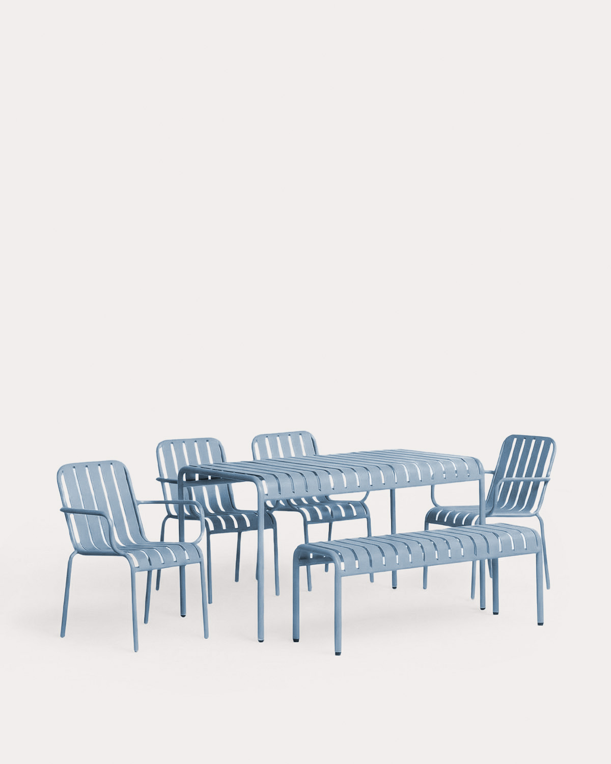 Set da Esterno con Tavolo Rettangolare (130x80 cm) con 1 Panca e 4 Sedie in Metallo Tavo, immagine della galleria 1