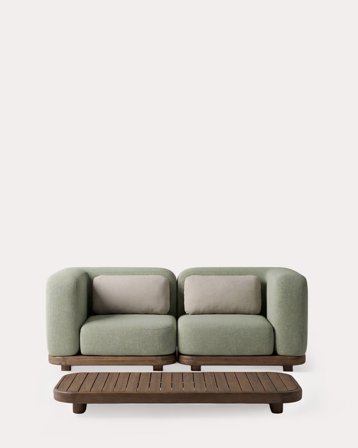 Set da Giardino con 2 Moduli Angolari e Tavolino in Legno di Acacia e Tessuto Redik