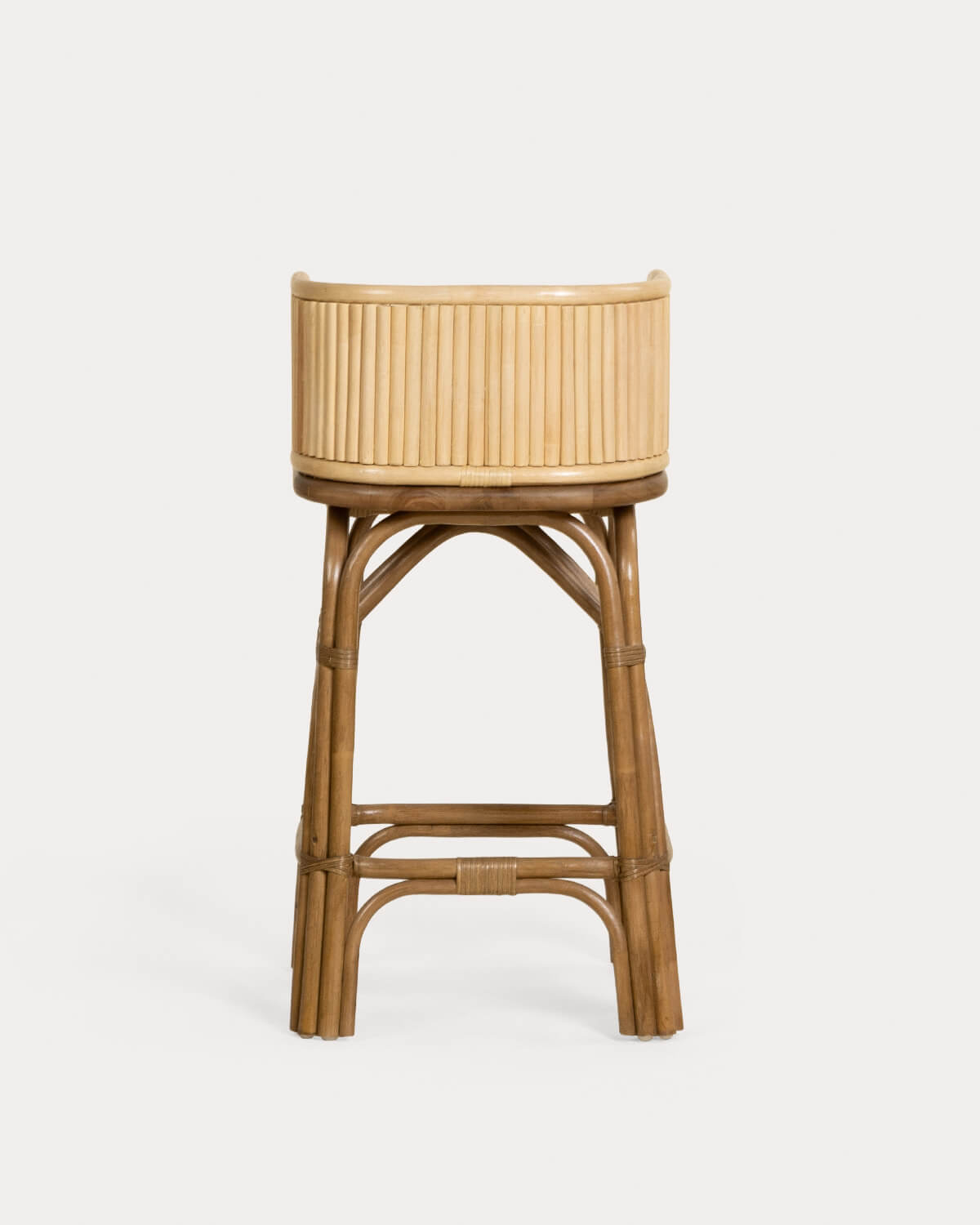 Pack 2 Sgabelli Alti da Esterno in Rattan Naturale (75 cm) Dozza, immagine della galleria 3