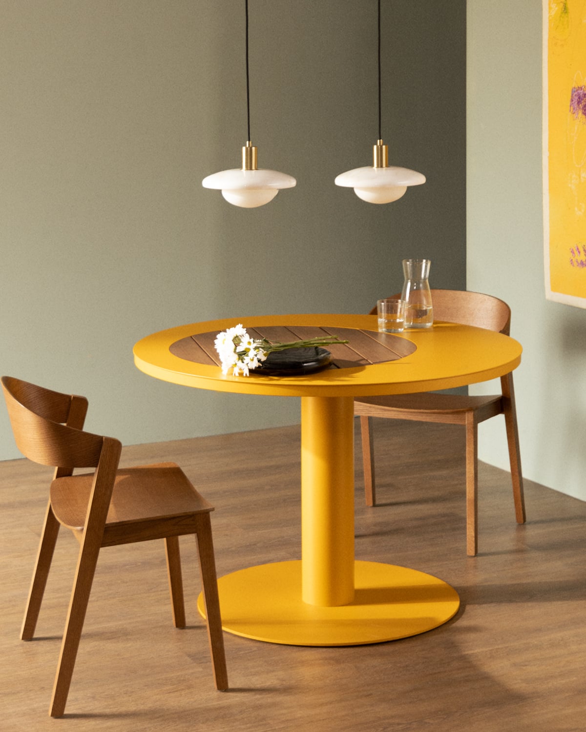 Tavolo da Pranzo Rotondo in Metallo e Legno di Teak (Ø110 cm) Lirae, immagine della galleria 2