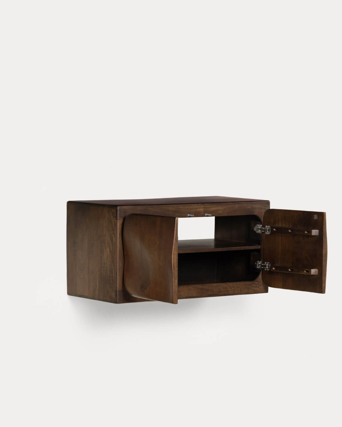 Mobiletto da bagno sospeso con 2 ante 90x45 cm in legno di mango Orlean, immagine della galleria 4