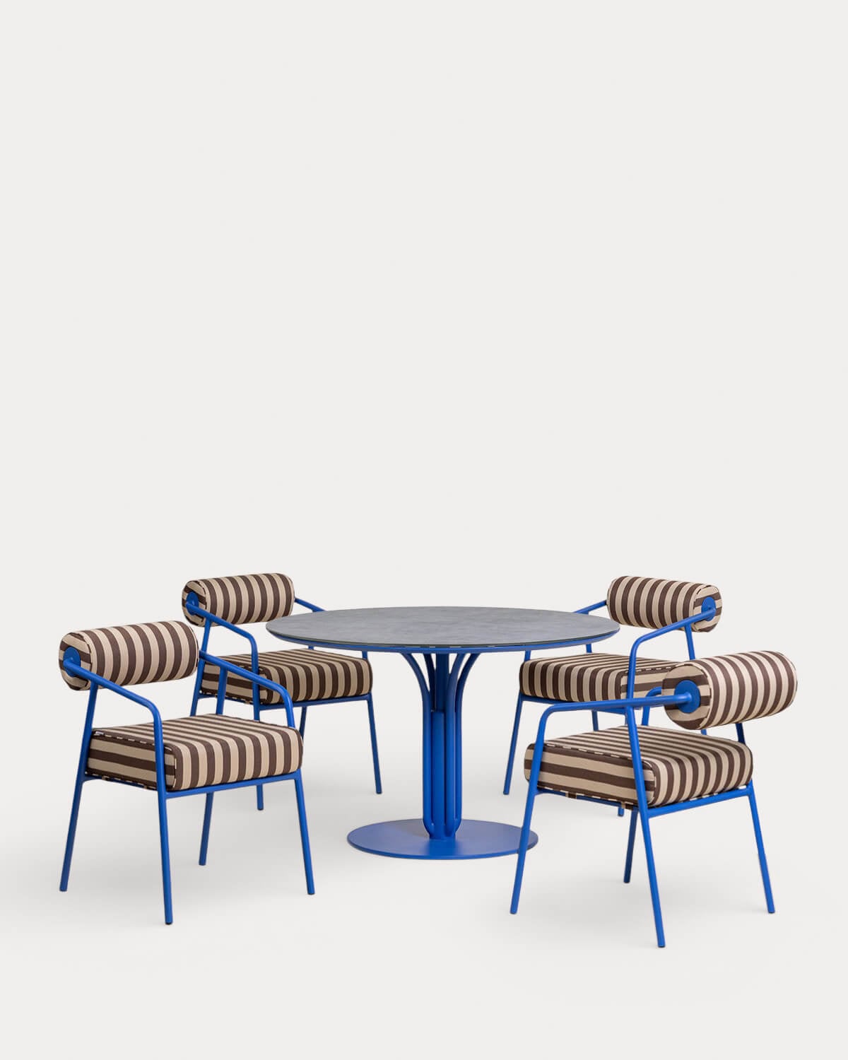 Set Tavolo Rotondo (Ø120 cm) Llibet e 4 Poltrone in Metallo Mitha per Uso Esterno, immagine della galleria 1