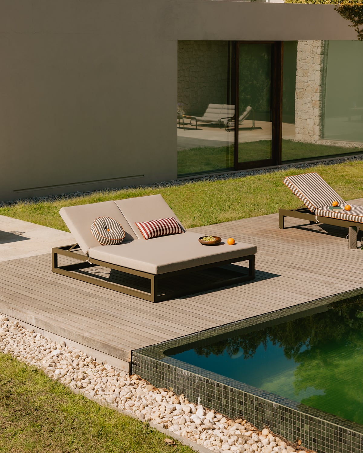 Lettino Doppio Reclinabile in Alluminio con Cuscino in Tessuto Kewin, immagine della galleria 2