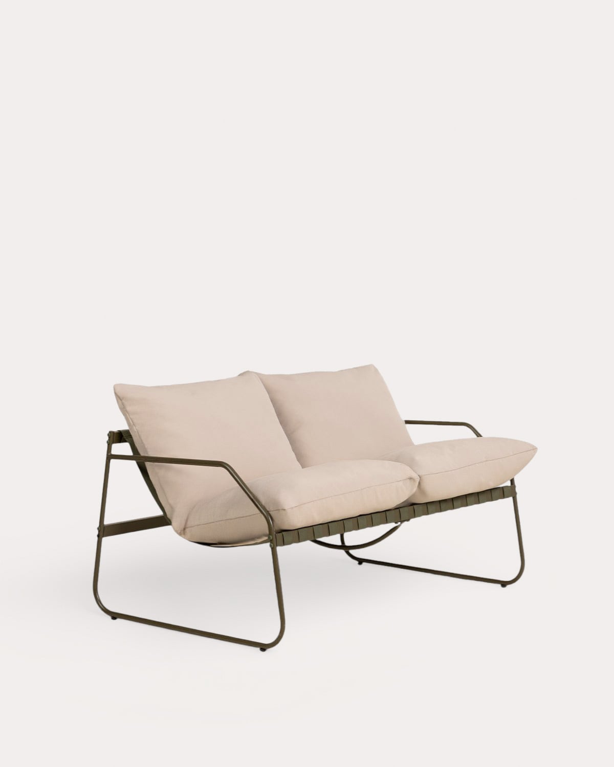 Set da Giardino con Divano a 2 Posti, 2 Poltrone e Tavolino da Caffè in Metallo e Tessuto Ohiane, immagine della galleria 5