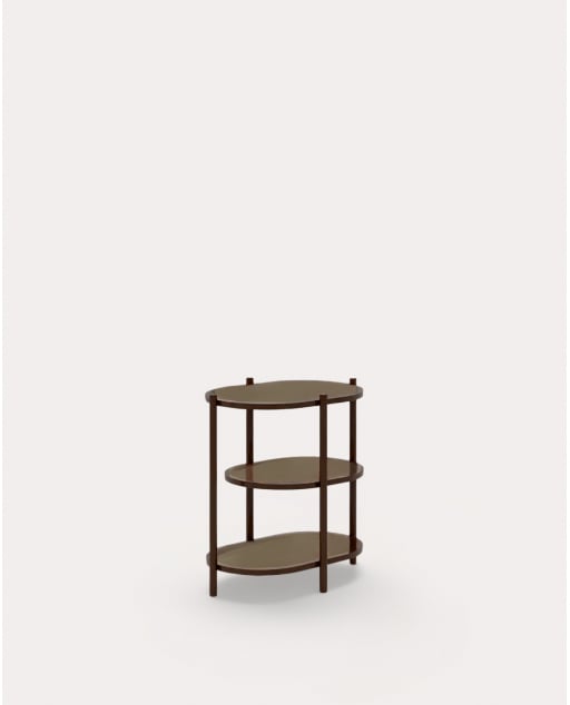 Tavolino in Metallo e Vetro Temperato (50x50 cm) Yerry - Marrone Cioccolato