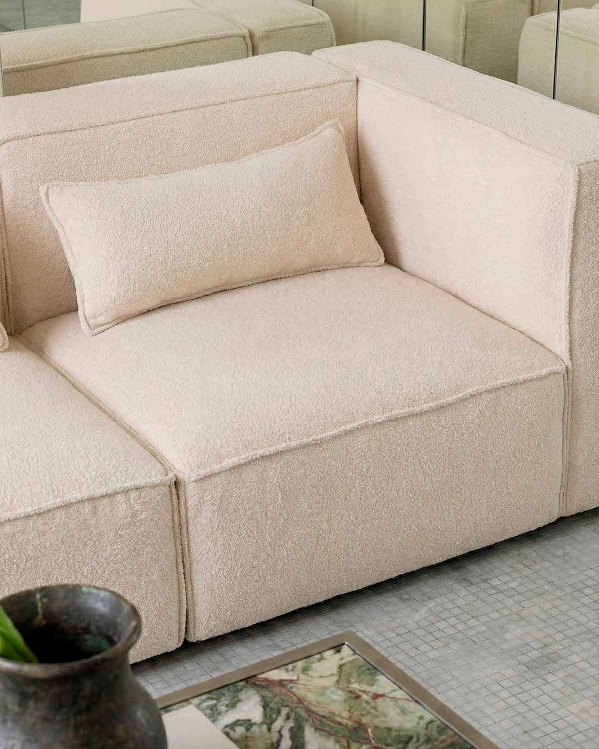 Divano Modulare 3 Pezzi con 2 Poltrone Angolari in Tessuto Bouclé Kilhe, immagine della galleria 3