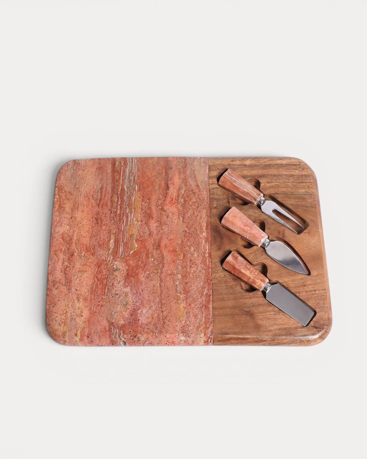 Set da Formaggio in Marmo e Legno di Acacia con 3 Coltelli Serbal, immagine della galleria 2