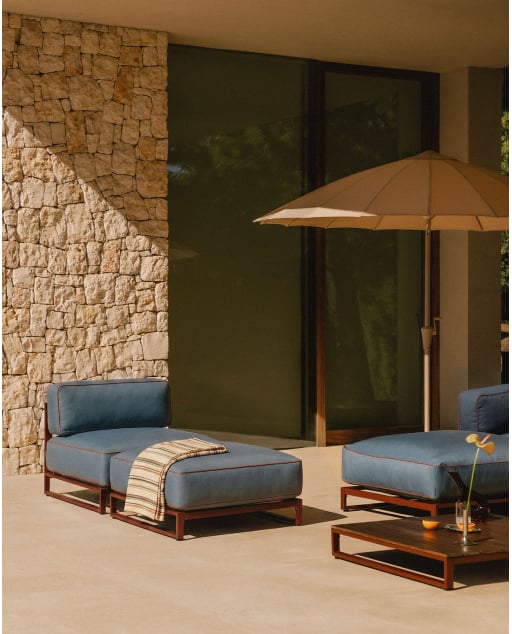 Modulo Centrale con Pouf da Giardino in Metallo e Tessuto Kristen