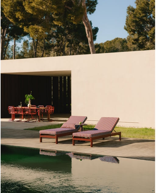 Pack 2 Lettini Reclinabili in Alluminio con Cuscino a Righe New Kreta