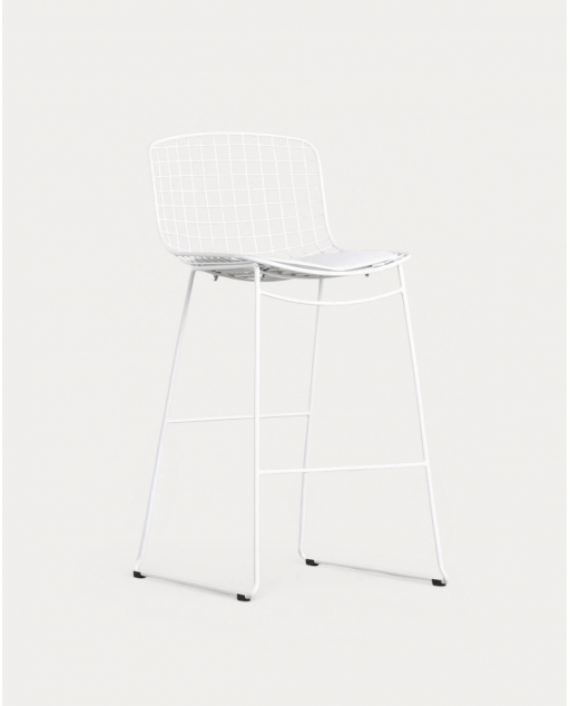 Sgabello Alto In Metallo (75 cm) Respaldo Bajo Aras - Bianco Polar