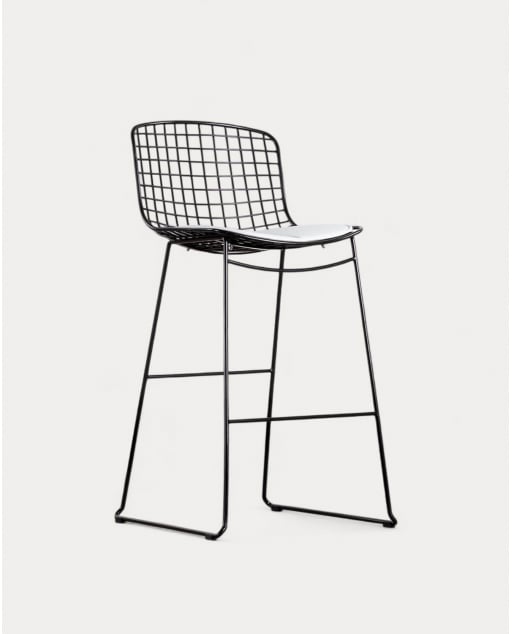 Sgabello Alto In Metallo (75 cm) Respaldo Bajo Aras - Nero