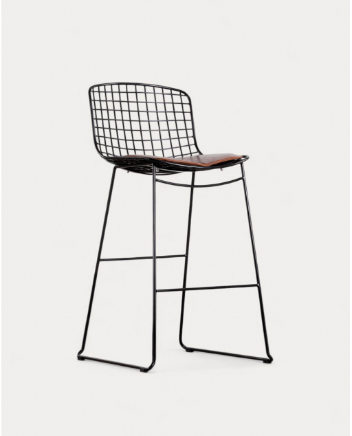 Sgabello Alto In Metallo (75 cm) Respaldo Bajo Aras - Nero