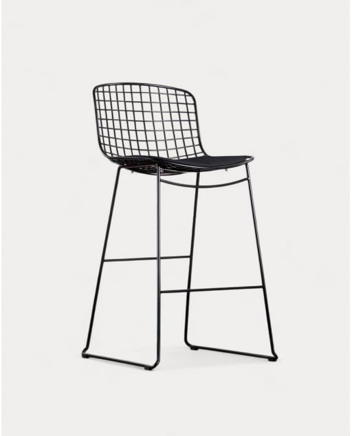 Sgabello Alto In Metallo (75 cm) Respaldo Bajo Aras - Nero