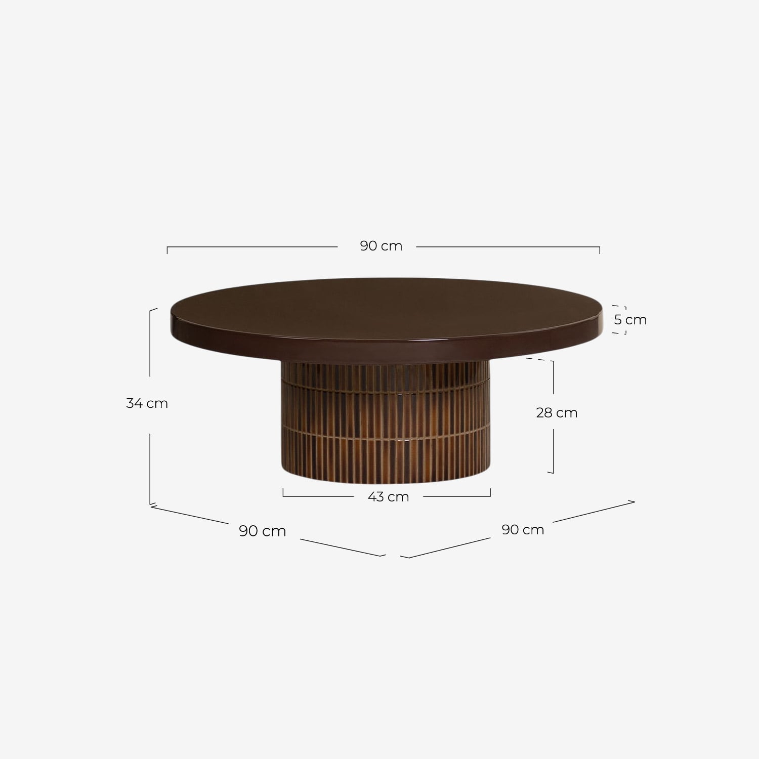 Tavolino da Caffè Rotondo da Esterno in Cemento (Ø90 cm) Banus, Misure