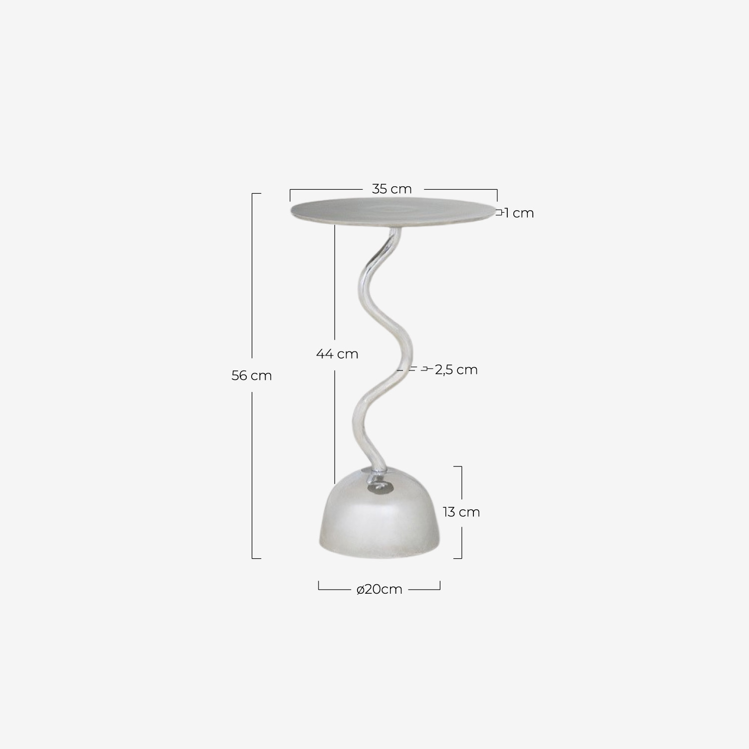 Tavolino Rotondo in Metallo (Ø35 cm) Tetiam, Misure