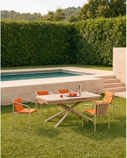 Tavolo da Esterno Rettangolare Estensibile in Alluminio (180-240x90 cm) Kelsey - Marrone Clay