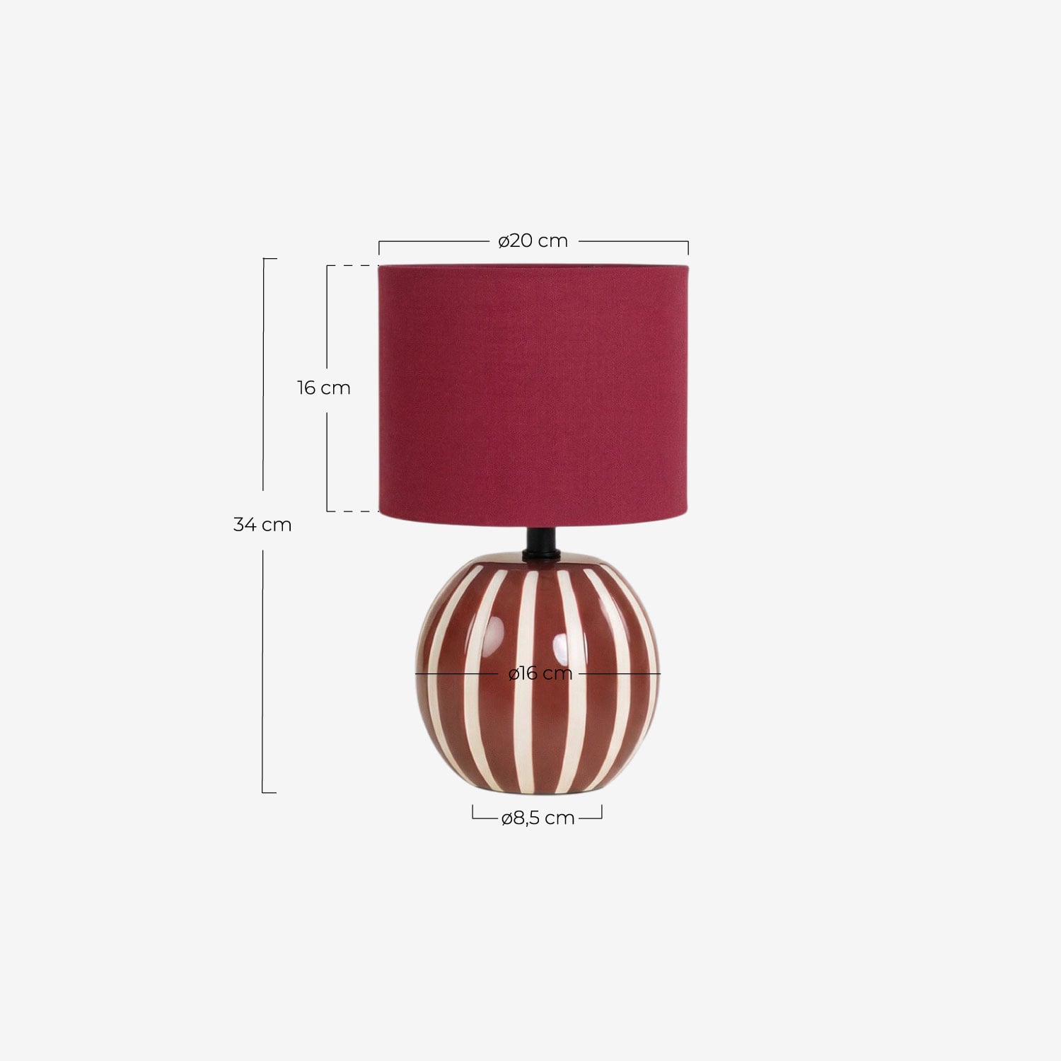 Lampada da Tavolo in Ceramica Waylen, Misure