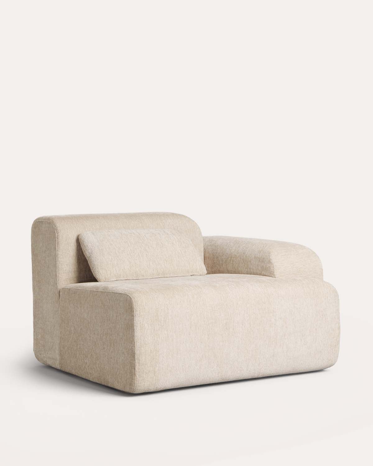 Divano Modulare a 3 Pezzi Confezionato Sottovuoto con 2 Moduli Angolari, Modulo Centrale e Modulo Pouf in Tessuto Rhys, immagine della galleria 4