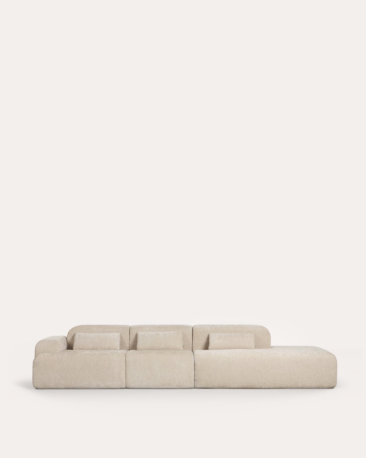 Divano Modulare a 3 Pezzi confezionato Sottovuoto con Chaise Longue, Modulo Centrale e Modulo Angolare in Tessuto Rhys