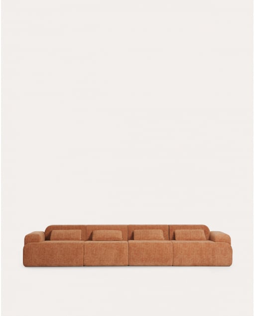 Set di Divani Modulari Confezionati Sottovuoto composto da 4 Pezzi, con 2 Moduli Angolari e 2 Moduli Centrali in Tessuto Rhys
