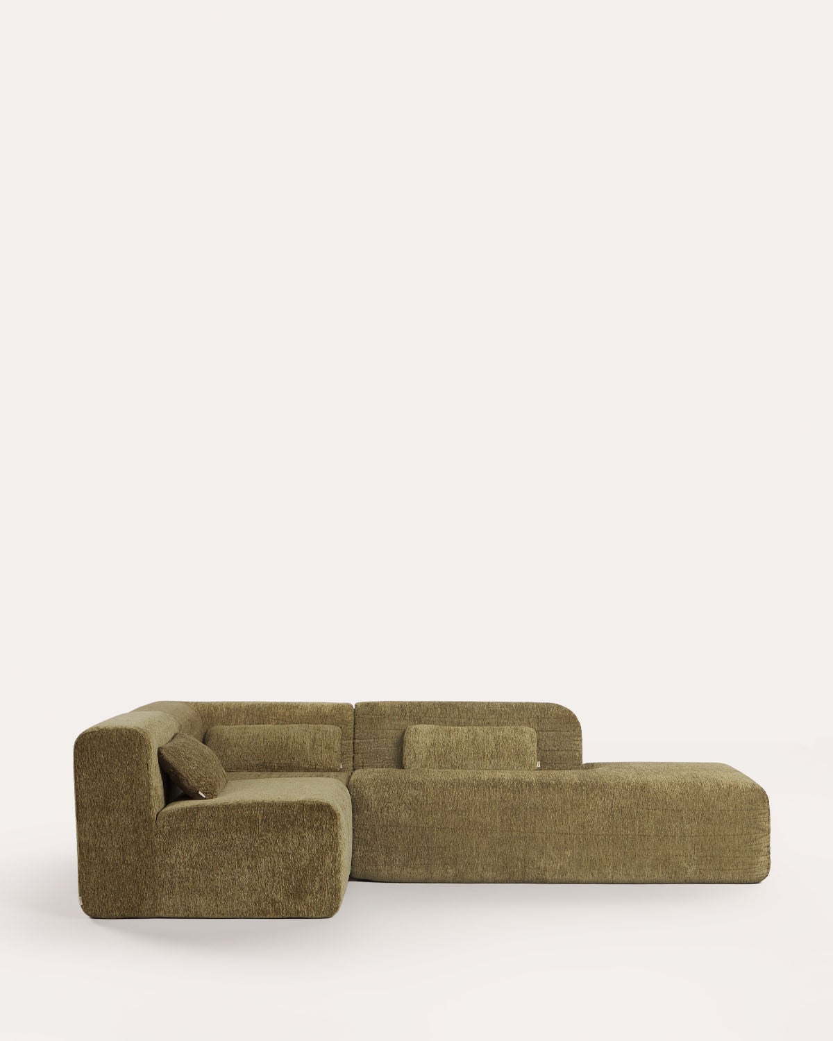 Divano Modulare a 3 Pezzi confezionato Sottovuoto con Modulo Chaise Longue, Modulo Angolare e Modulo Centrale in Tessuto Rhys