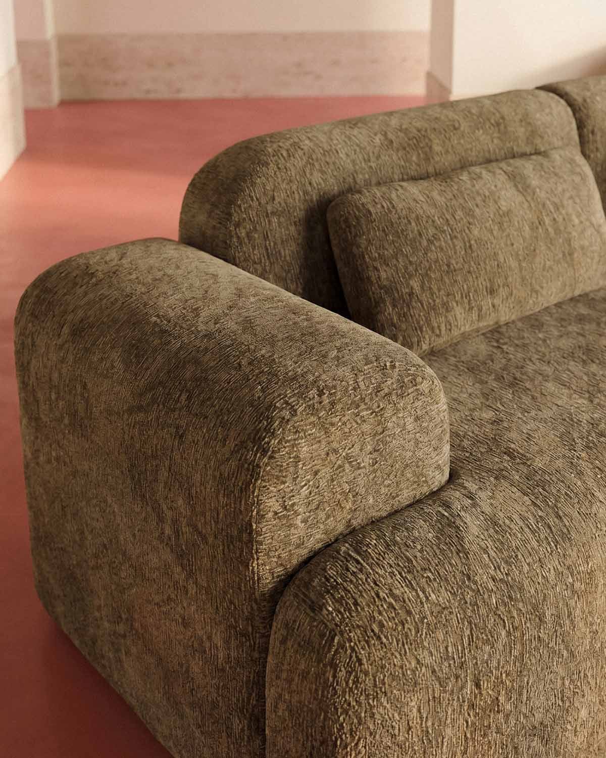 Modulo Angolare Modulare per Divano a 2 Pezzi confezionato Sottovuoto in Tessuto Rhys, immagine della galleria 3