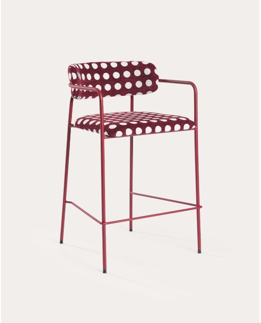 Sgabello alto 65 cm in metallo e tessuto Myretia