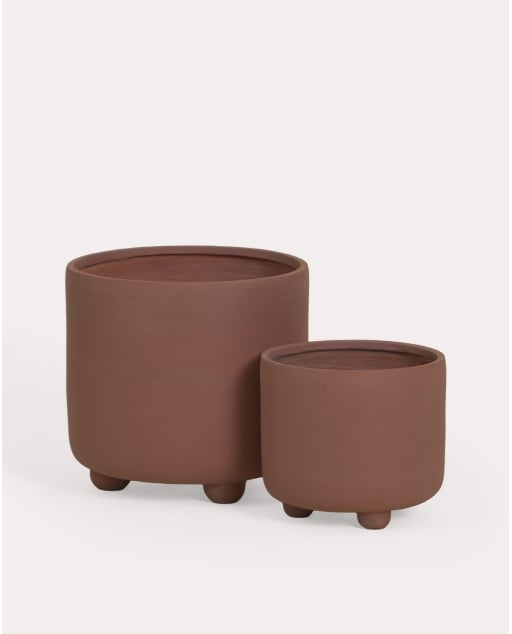 Set di 2 vasi per piante in cemento Petunia - Rosso Brick