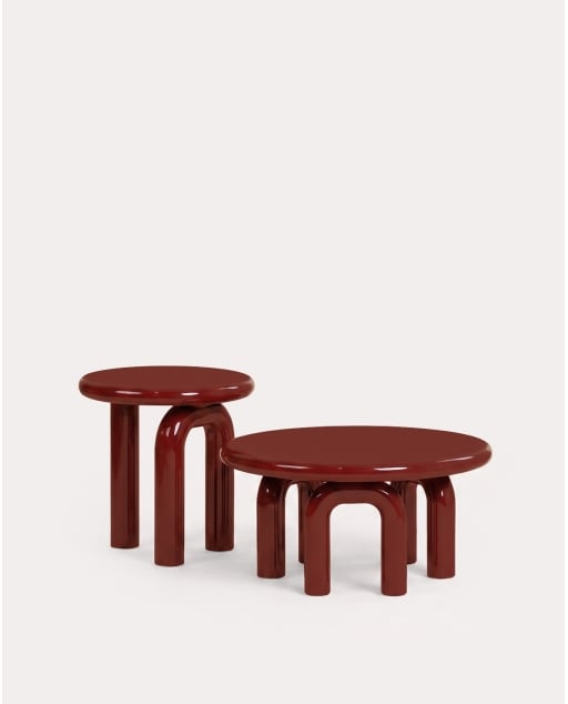 Set di tavolini laterali Ø50 cm e set di tavolini da caffè Ø80 cm in legno Gilber