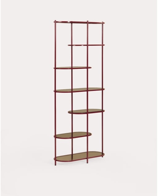 Scaffale 190x85 cm in metallo e vetro temperato Yerry - Rosso Tinto