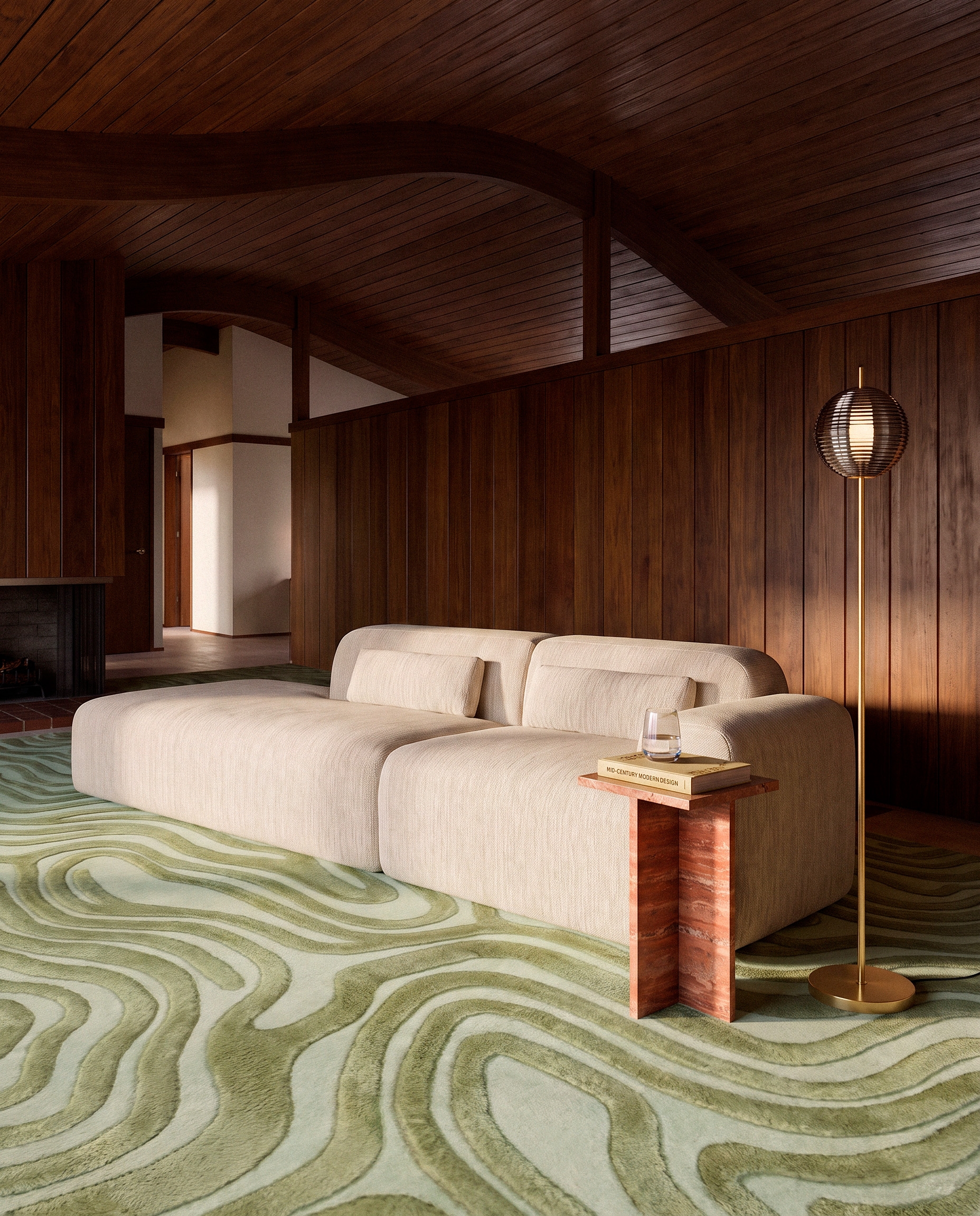 Divano modulare sottovuoto a 2 pezzi con modulo chaise longue e modulo angolare in tessuto Rhys, immagine della galleria 2