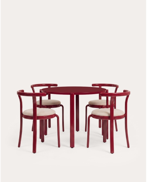 Set da pranzo con tavolo rotondo Ø100 cm e 4 sedie in legno e metallo Biterit