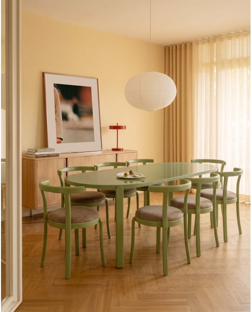 Set da pranzo ovale 190x95 cm e 8 sedie in legno e metallo Biterit