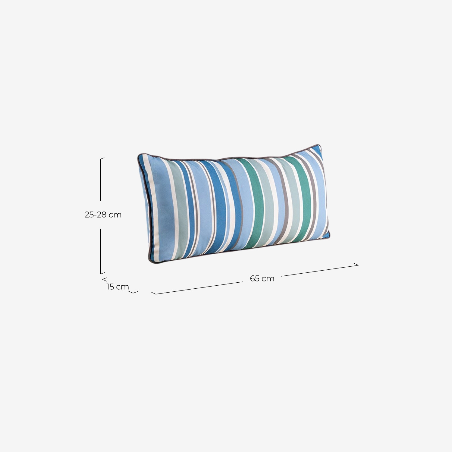 Cuscino rettangolare da esterno 65x25 cm in tessuto Edimbra, Misure
