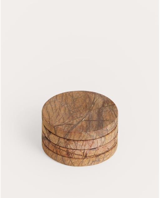 Set di 4 sottobicchieri rotondi Ø10 cm in marmo Minao