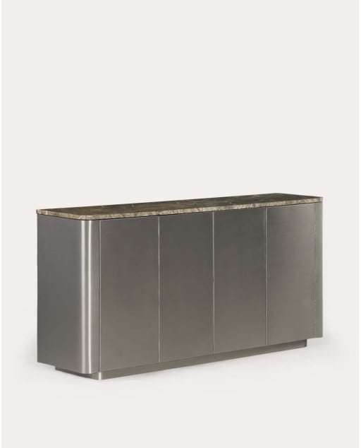 Credenza bassa con 4 ante 160x40 cm in marmo e metallo Ulfhild