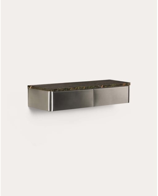 Consolle da ingresso rettangolare 80x25 cm da parete con 2 cassetti in marmo e metallo Ulfhild