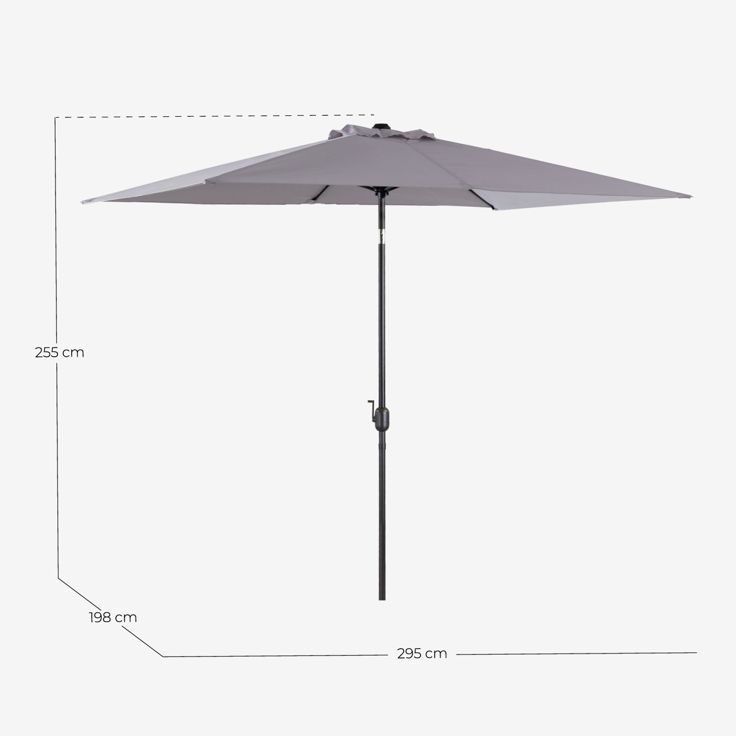 Guarda-sol de Jardim e Terraço Rectangular (295x198 cm) Kuer, Medidas