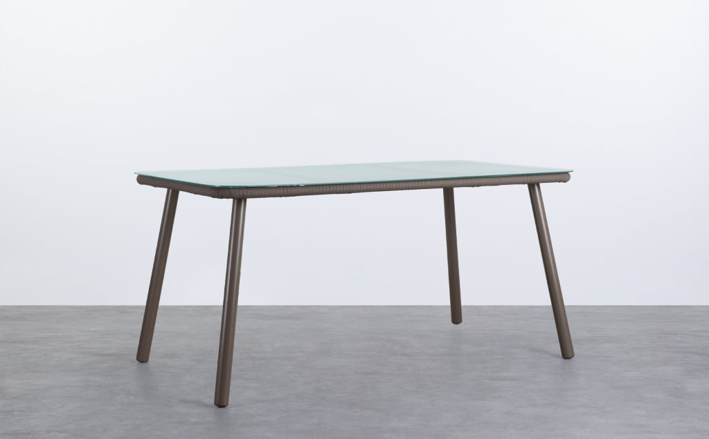 Mesa de Exterior Rectangular de Alumínio e Vidro (160x90 cm) Drian